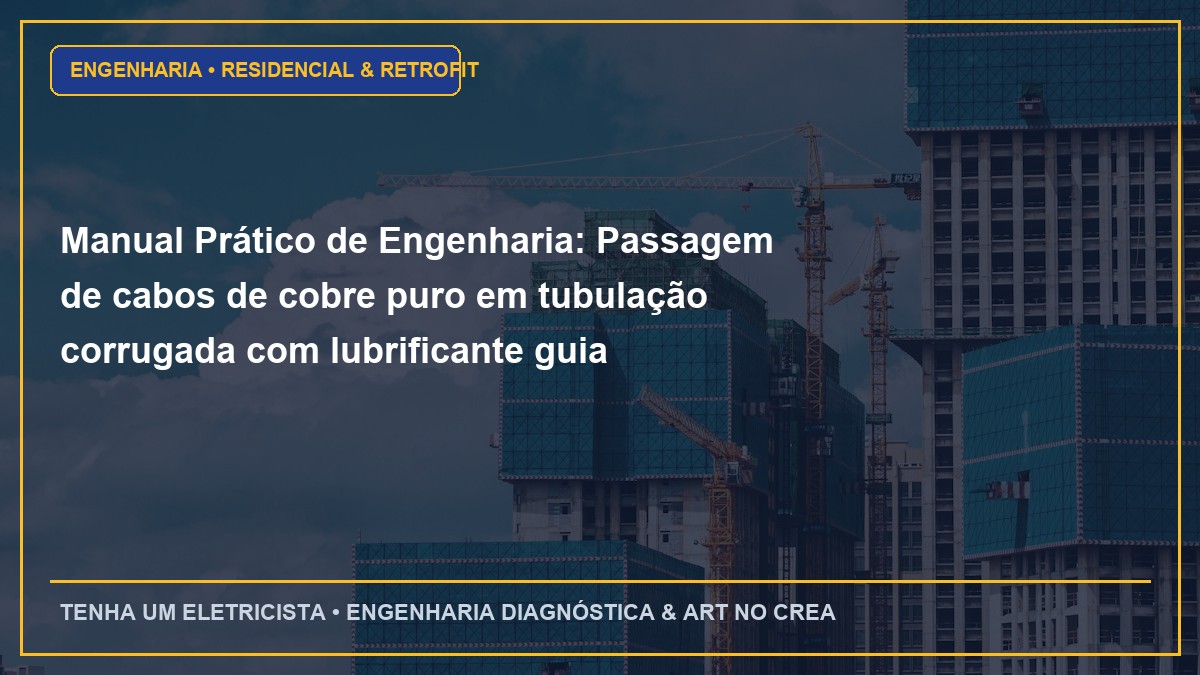Manual Prático de Engenharia: Passagem de cabos de cobre puro em tubulação corrugada com lubrificante guia