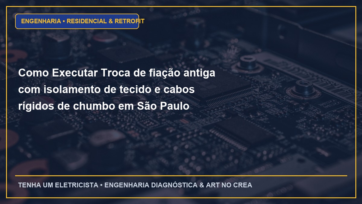 Como Executar Troca de fiação antiga com isolamento de tecido e cabos rígidos de chumbo em São Paulo
