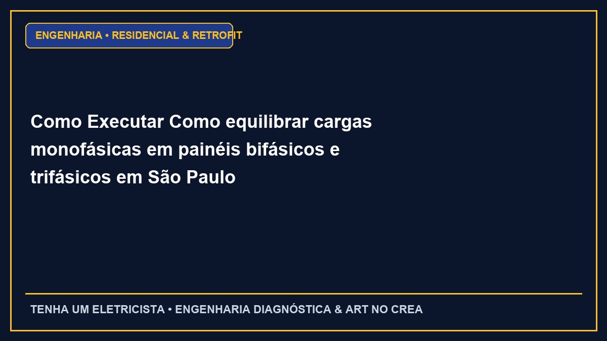 Como Executar Como equilibrar cargas monofásicas em painéis bifásicos e trifásicos em São Paulo