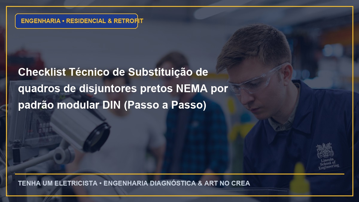 Checklist Técnico de Substituição de quadros de disjuntores pretos NEMA por padrão modular DIN (Passo a Passo)