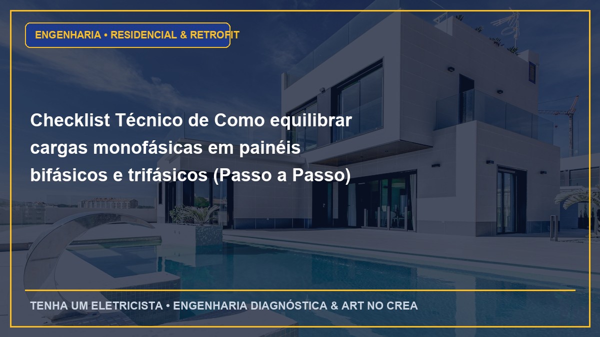 Checklist Técnico de Como equilibrar cargas monofásicas em painéis bifásicos e trifásicos (Passo a Passo)