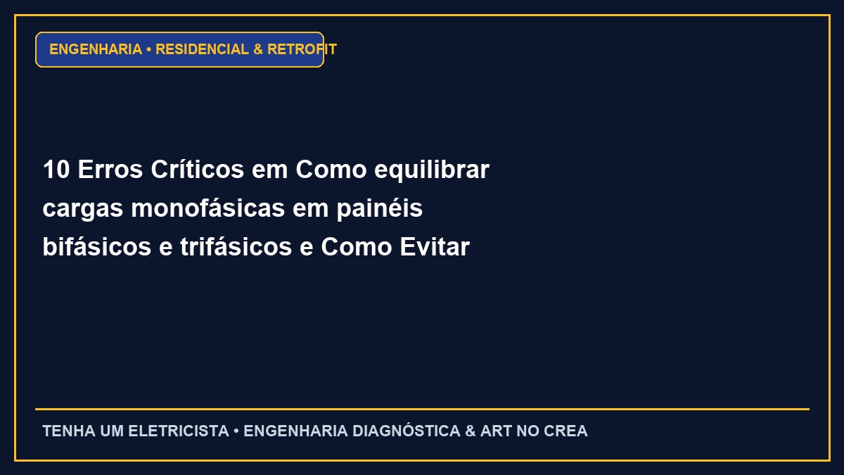 10 Erros Críticos em Como equilibrar cargas monofásicas em painéis bifásicos e trifásicos e Como Evitar