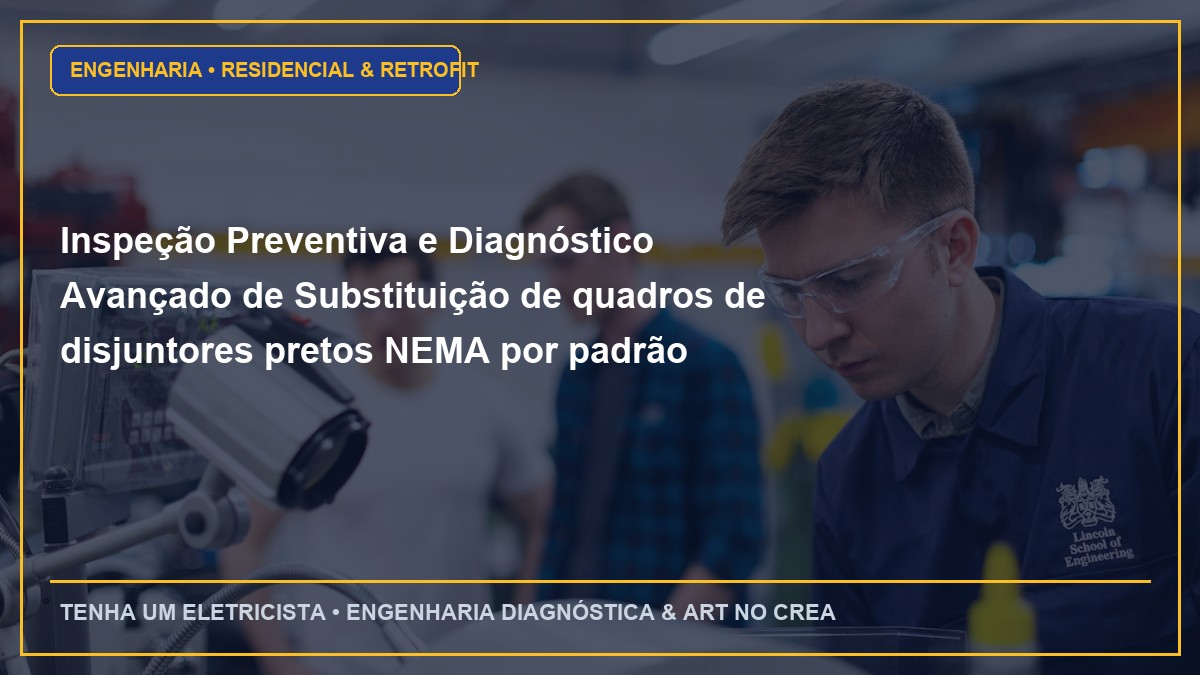 Inspeção Preventiva e Diagnóstico Avançado de Substituição de quadros de disjuntores pretos NEMA por padrão modular DIN