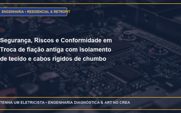 Segurança, Riscos e Conformidade em Troca de fiação antiga com isolamento de tecido e cabos rígidos de chumbo