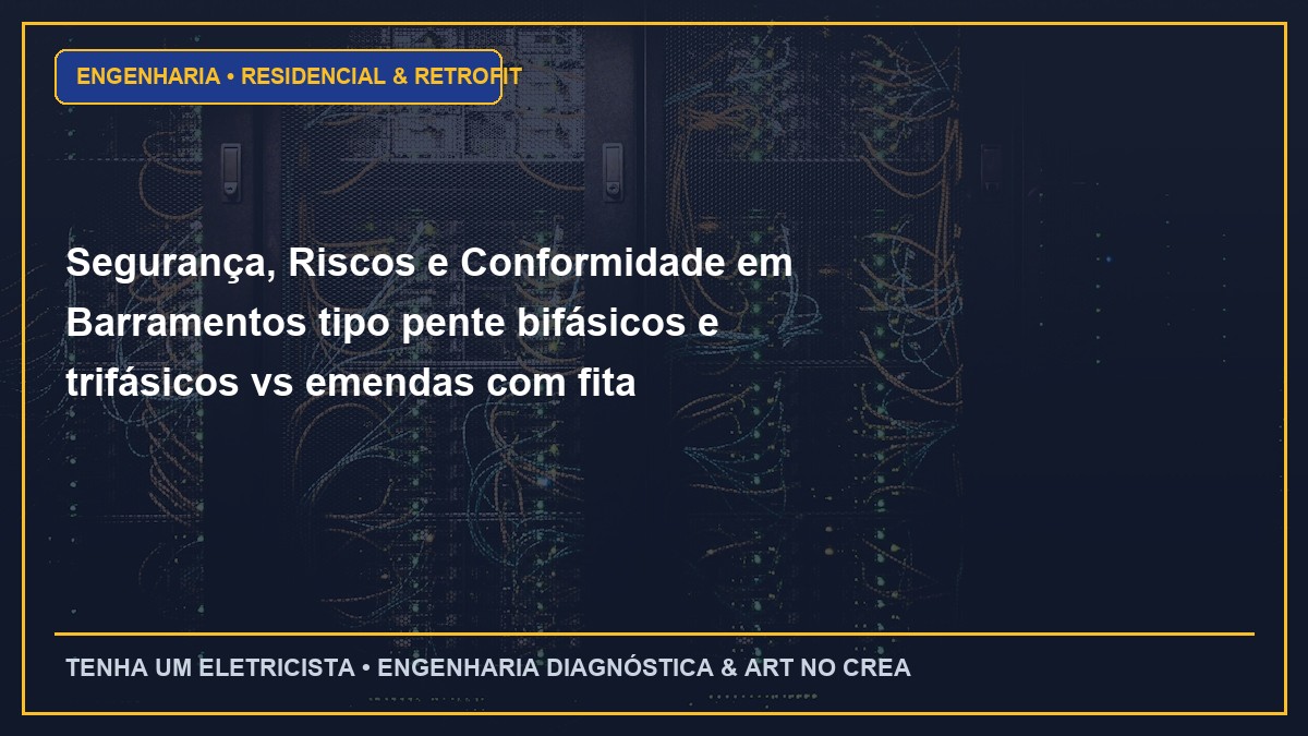 Segurança, Riscos e Conformidade em Barramentos tipo pente bifásicos e trifásicos vs emendas com fita isolante