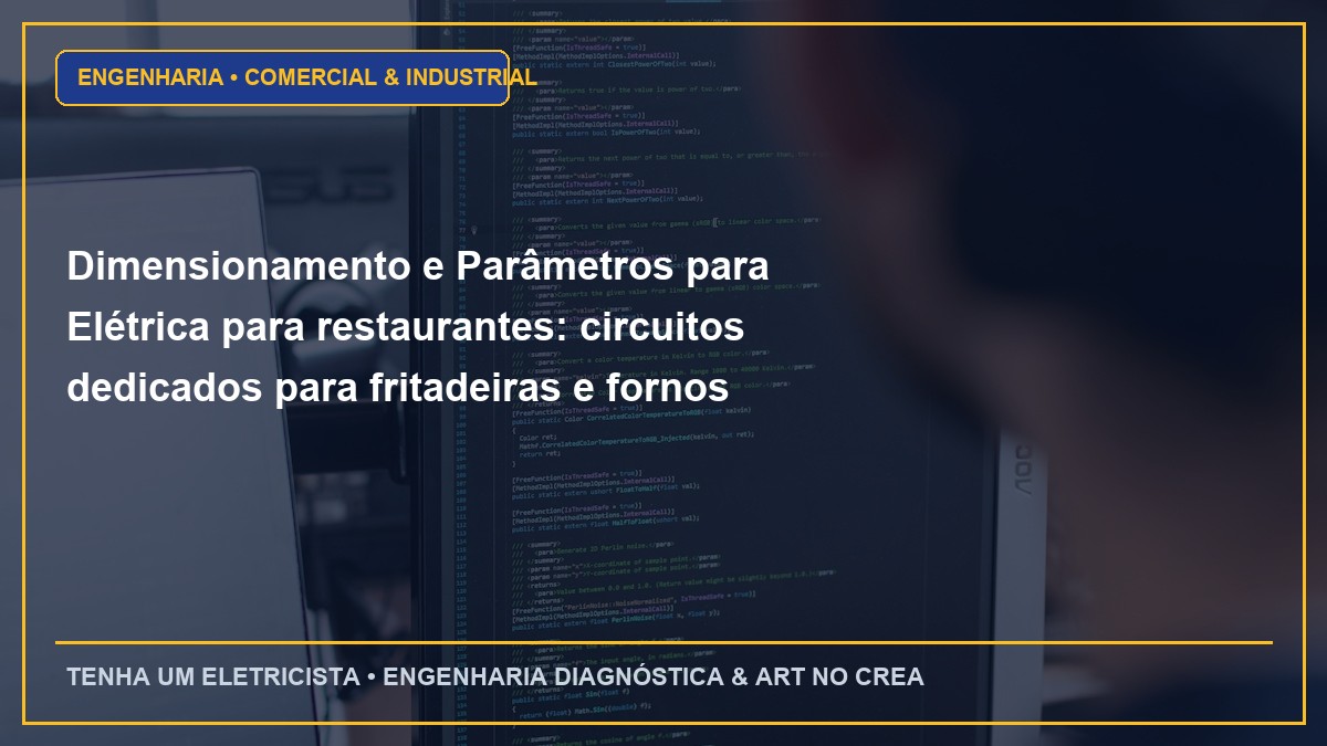 Dimensionamento e Parâmetros para Elétrica para restaurantes: circuitos dedicados para fritadeiras e fornos combinados