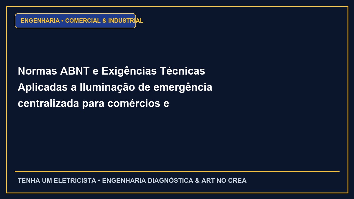 Normas ABNT e Exigências Técnicas Aplicadas a Iluminação de emergência centralizada para comércios e aprovação do AVCB