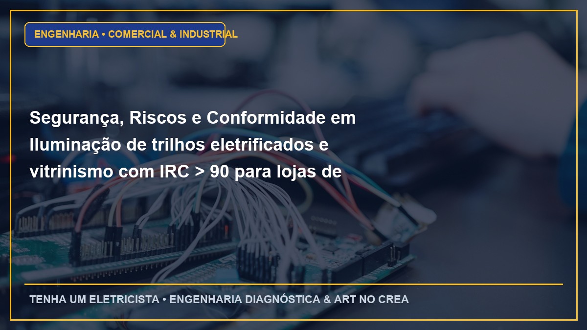 Segurança, Riscos e Conformidade em Iluminação de trilhos eletrificados e vitrinismo com IRC > 90 para lojas de moda