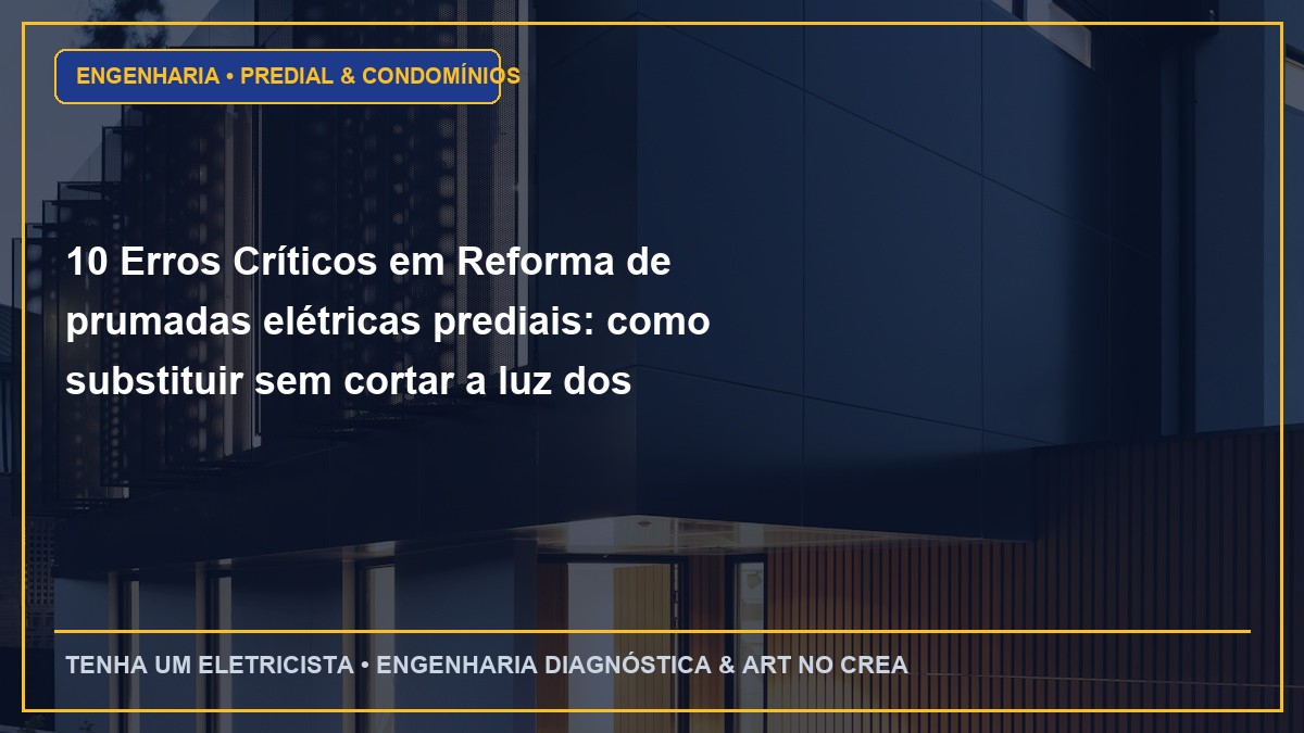 10 Erros Críticos em Reforma de prumadas elétricas prediais: como substituir sem cortar a luz dos moradores e Como Evitar
