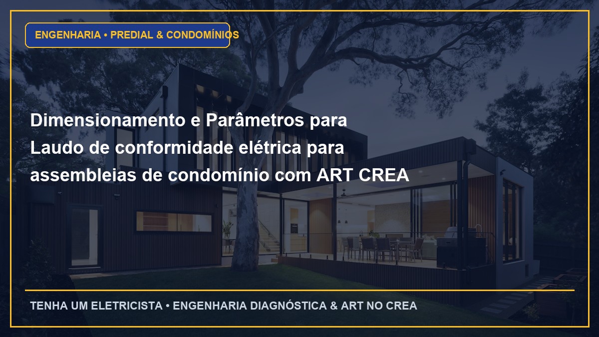 Dimensionamento e Parâmetros para Laudo de conformidade elétrica para assembleias de condomínio com ART CREA