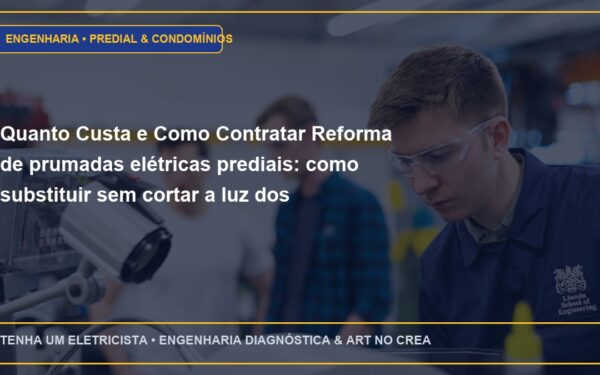 Quanto Custa e Como Contratar Reforma de prumadas elétricas prediais: como substituir sem cortar a luz dos moradores com ART