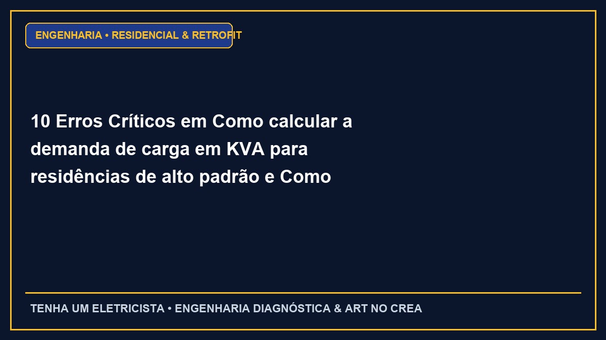 10 Erros Críticos em Como calcular a demanda de carga em KVA para residências de alto padrão e Como Evitar
