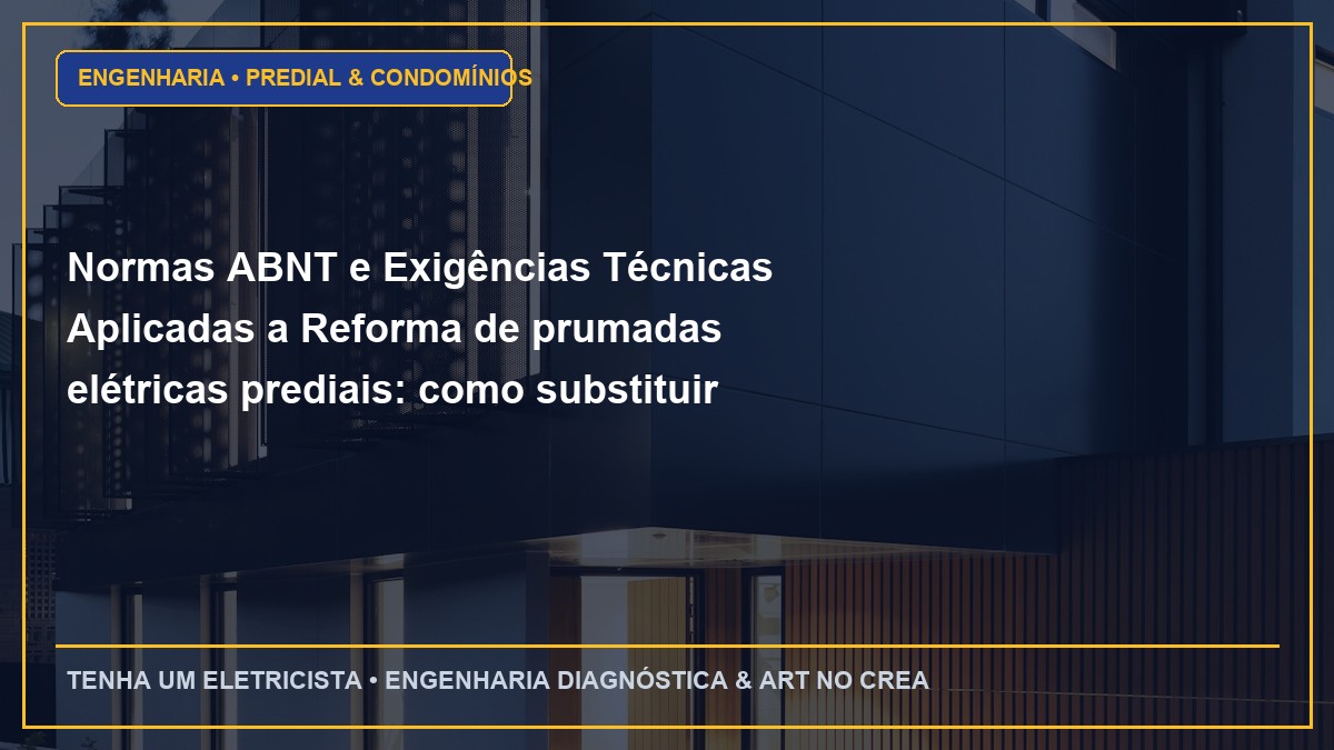 Normas ABNT e Exigências Técnicas Aplicadas a Reforma de prumadas elétricas prediais: como substituir sem cortar a luz dos moradores