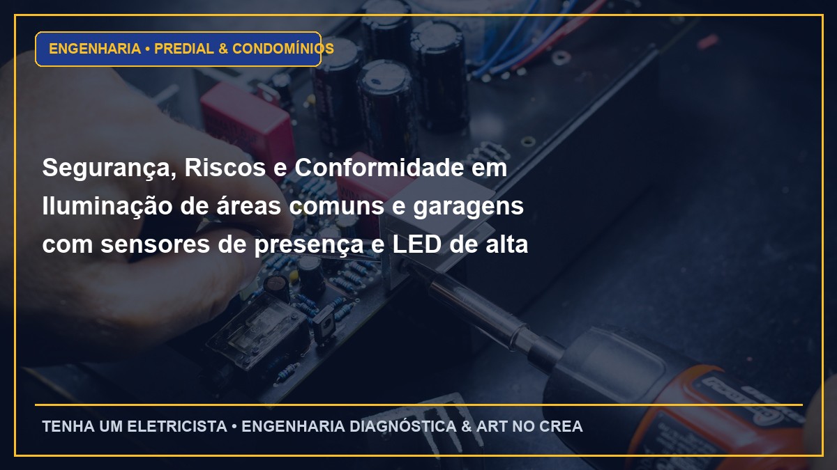 Segurança, Riscos e Conformidade em Iluminação de áreas comuns e garagens com sensores de presença e LED de alta eficiência