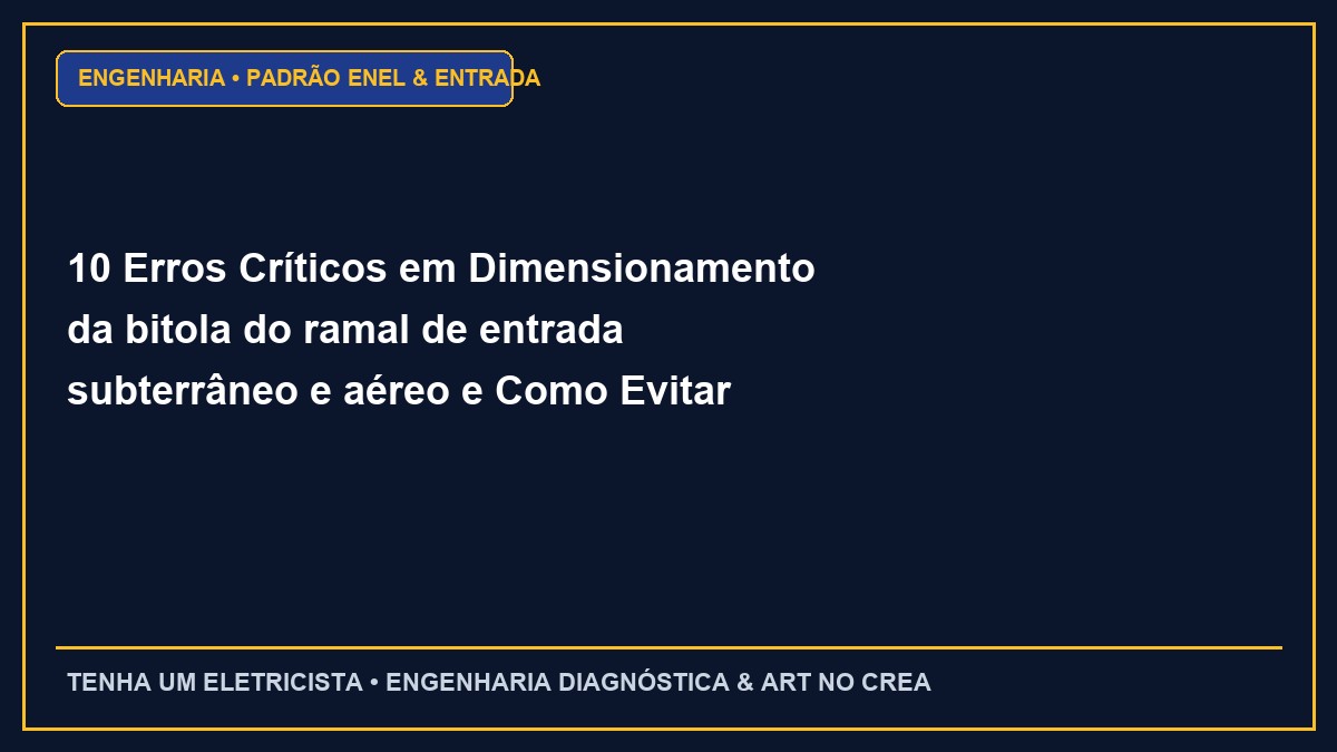 10 Erros Críticos em Dimensionamento da bitola do ramal de entrada subterrâneo e aéreo e Como Evitar