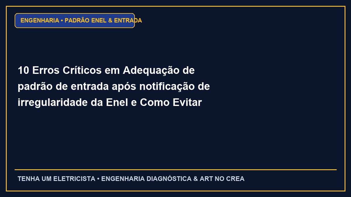 10 Erros Críticos em Adequação de padrão de entrada após notificação de irregularidade da Enel e Como Evitar