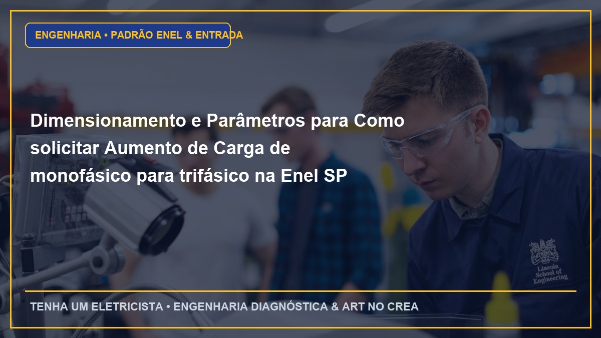 Dimensionamento e Parâmetros para Como solicitar Aumento de Carga de monofásico para trifásico na Enel SP