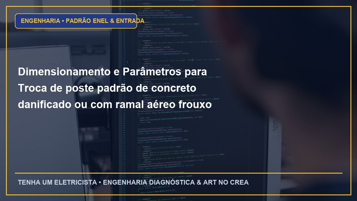 Dimensionamento e Parâmetros para Troca de poste padrão de concreto danificado ou com ramal aéreo frouxo