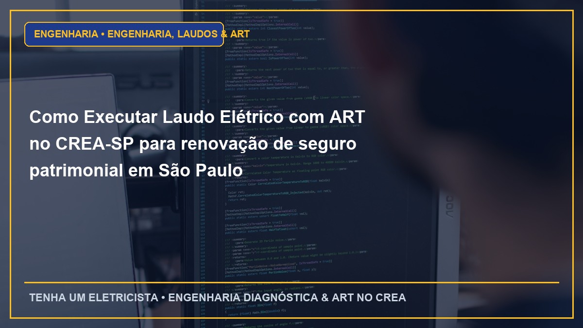 Como Executar Laudo Elétrico com ART no CREA-SP para renovação de seguro patrimonial em São Paulo