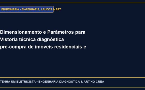 Dimensionamento e Parâmetros para Vistoria técnica diagnóstica pré-compra de imóveis residenciais e comerciais