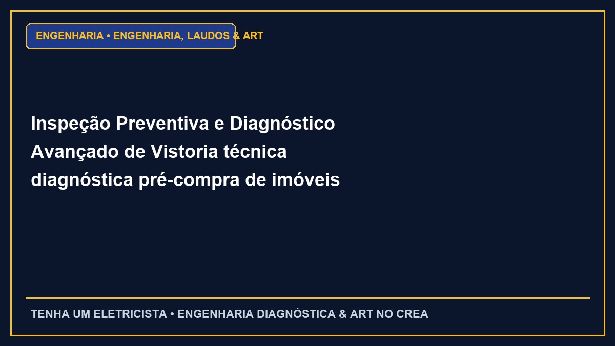 Inspeção Preventiva e Diagnóstico Avançado de Vistoria técnica diagnóstica pré-compra de imóveis residenciais e comerciais