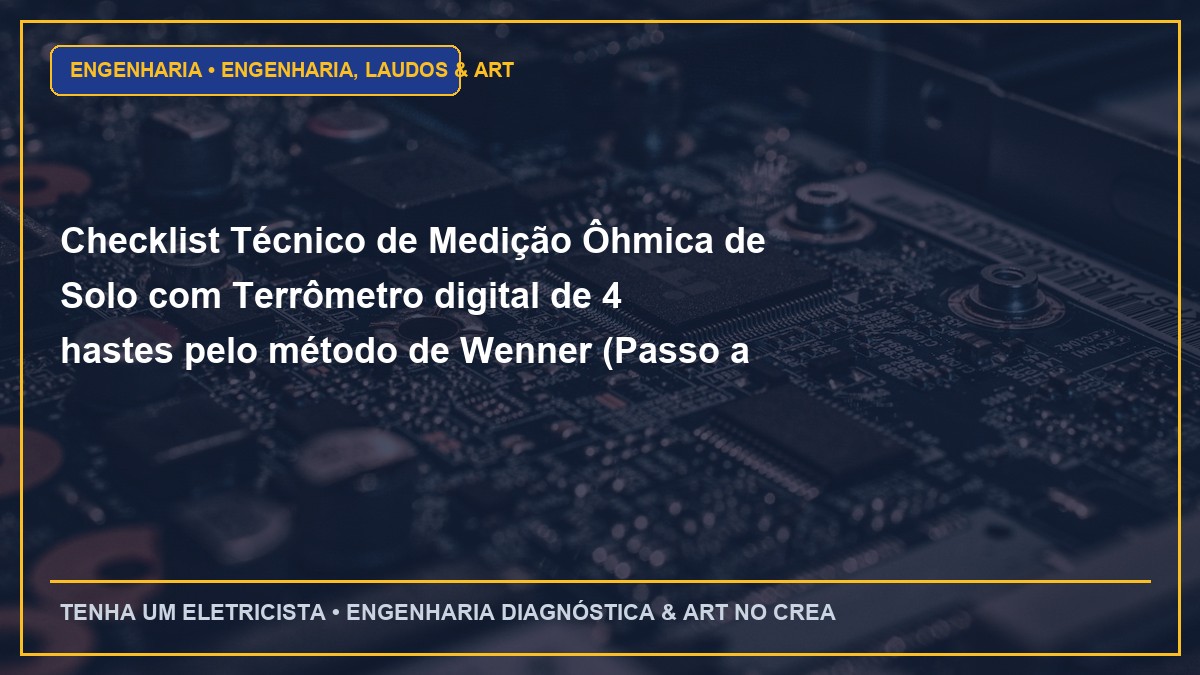 Checklist Técnico de Medição Ôhmica de Solo com Terrômetro digital de 4 hastes pelo método de Wenner (Passo a Passo)