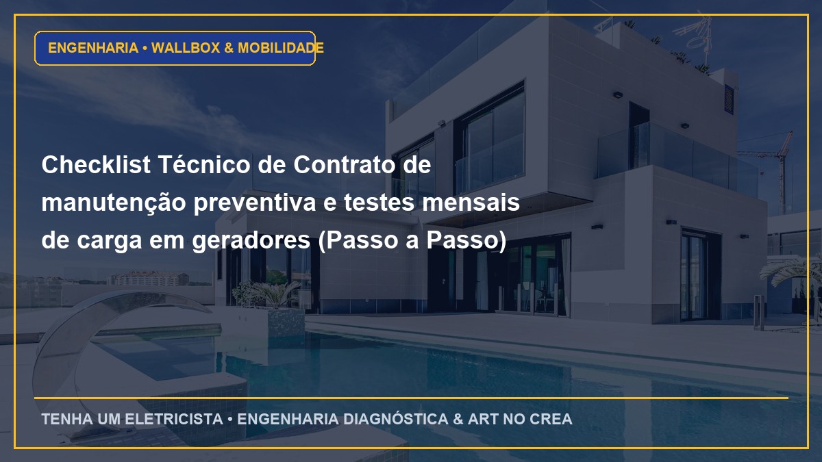 Checklist Técnico de Contrato de manutenção preventiva e testes mensais de carga em geradores (Passo a Passo)