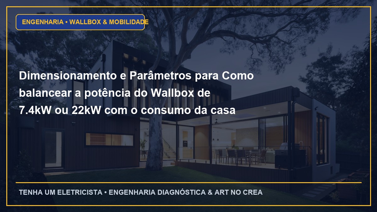 Dimensionamento e Parâmetros para Como balancear a potência do Wallbox de 7.4kW ou 22kW com o consumo da casa