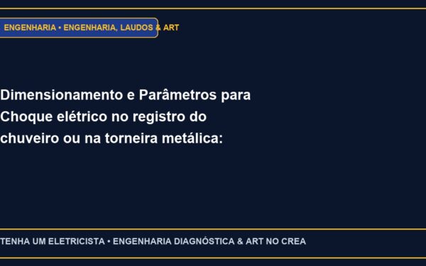 Dimensionamento e Parâmetros para Choque elétrico no registro do chuveiro ou na torneira metálica: causas e solução