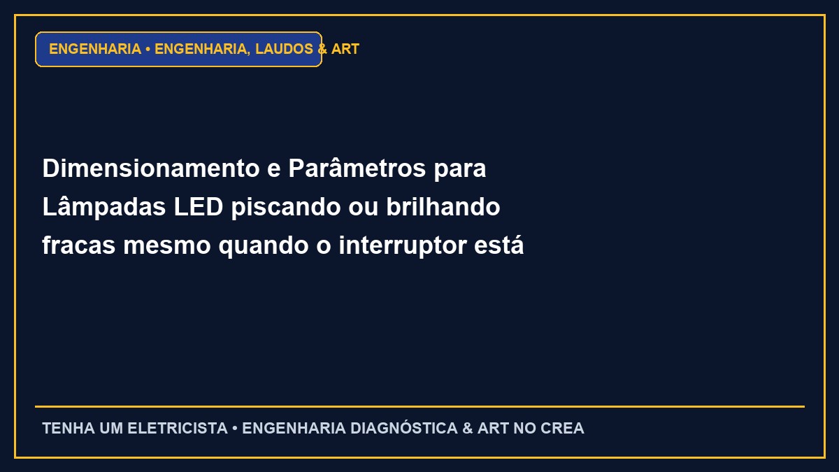 Dimensionamento e Parâmetros para Lâmpadas LED piscando ou brilhando fracas mesmo quando o interruptor está desligado