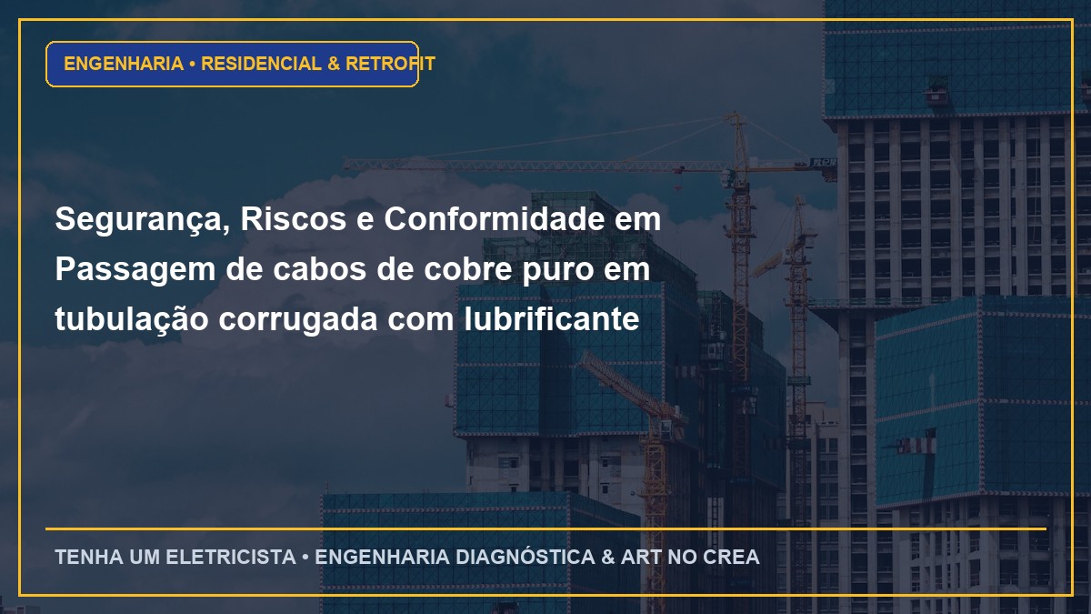 Segurança, Riscos e Conformidade em Passagem de cabos de cobre puro em tubulação corrugada com lubrificante guia