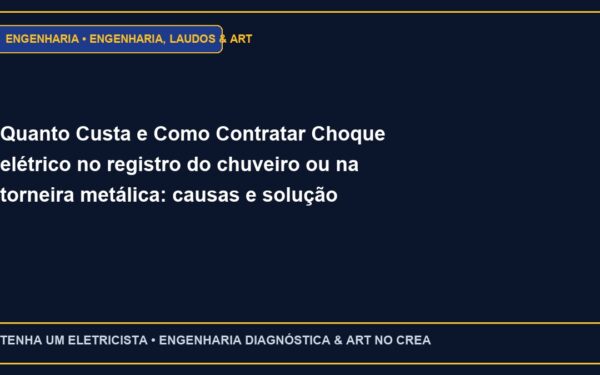 Quanto Custa e Como Contratar Choque elétrico no registro do chuveiro ou na torneira metálica: causas e solução com ART