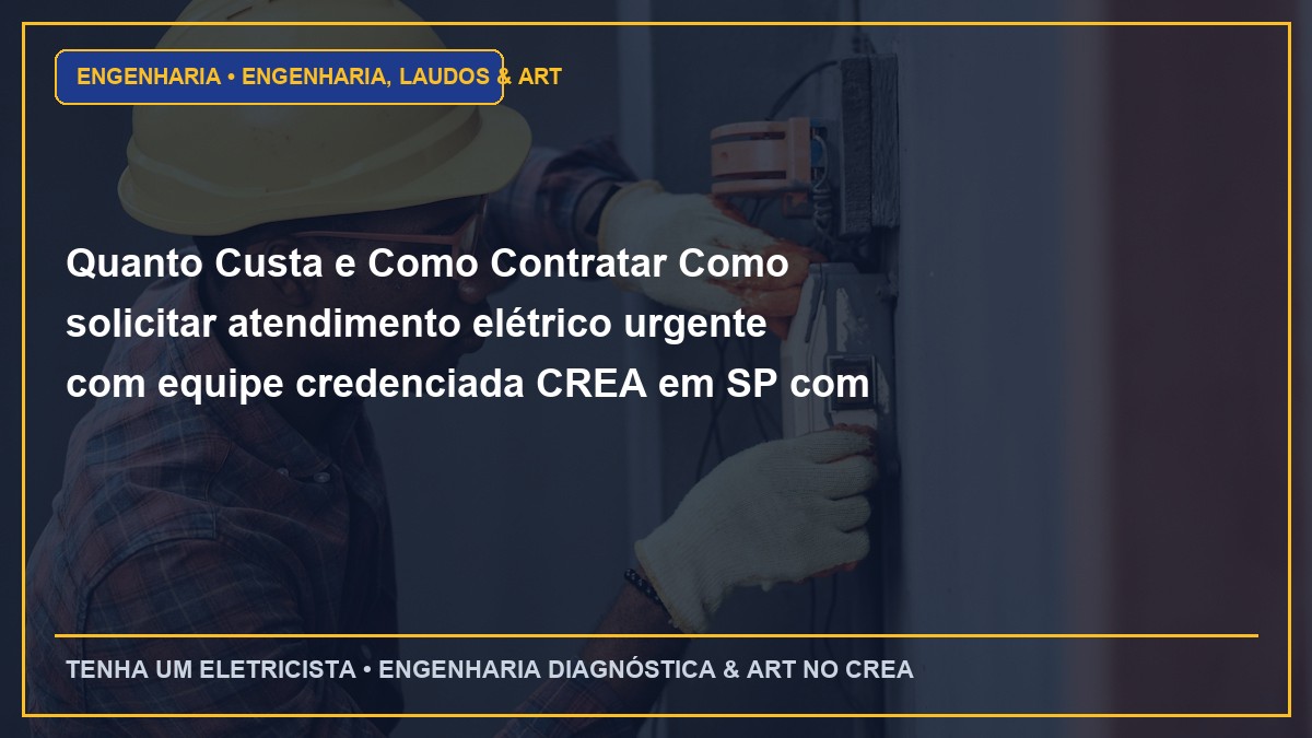 Quanto Custa e Como Contratar Como solicitar atendimento elétrico urgente com equipe credenciada CREA em SP com ART